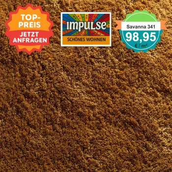 JAB Savanna 341 Gold – Draufsicht des Hochflor-Teppichbodens mit Preisangabe